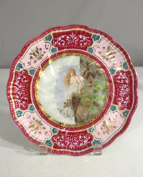 Antique Austrian Porcelain Portrait Plate  8.5  Hand-Painted Romantic Scene