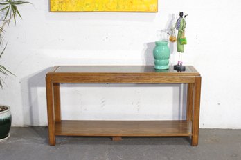 Modern Oak Console Table With Glass Top