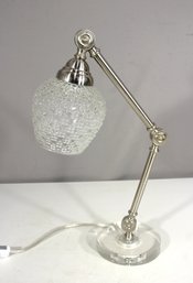 Vintage Adjustable Desk Lamp With Crystal Shade & Acrylic Base  Small Chip