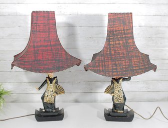 FAN DANCER FIGURINE LAMPS - HEDI SCHOOP - CERAMIC 27'h