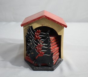 Group Lot Of 8 Red And Black Scottie Coasters In A Coaster Cabana