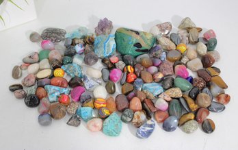 Large Lot Of Polished Gemstones & Tumbled Stones  Agate, Quartz, Jasper, Amethyst & More