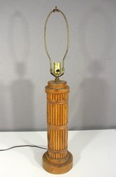 Vintage 31 Tall Rattan & Wood Table Lamp  Rustic Boho Mid-Century Style
