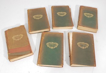 Lot Of 6 Antique Leather Bound Poetry Books  Emerson, Lowell, Whittier  Houghton Mifflin Riverside Press