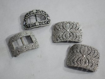 Group Of 4 Vintage Cut Steel Shoe Buckles