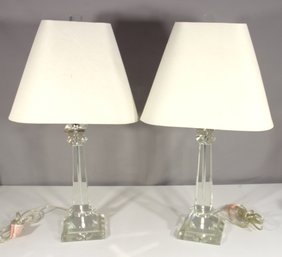 Pair Of Elegant 28 Crystal Glass Table Lamps  Classic Modern Design