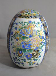 Large Vintage Flowered Egg - Made In China-Satsuma Style
