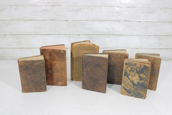 Group Lot Antique 19th Century Books  Spanish, French & English Leather Bound Volumes