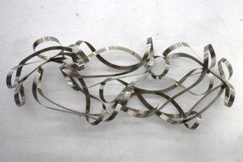 Large 20 X 53 Abstract Metal Ribbon Wall Sculpture  1 Of 2