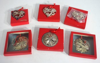 Lot Of 6 Vintage Sterling Silver-Plated Christmas Ornaments  Williamsburg & Gorham