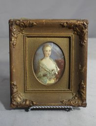 Vintage Cameo Creation Victorian Ornate Convex Velvet Frame Art Portrait