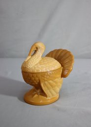 Caramel Milk Glass Turkey Lidded Dish/compote