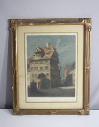 Vintage Signed Artwork Of 'Oberhaus' By Bielefeld - 21.5' X 17.5'