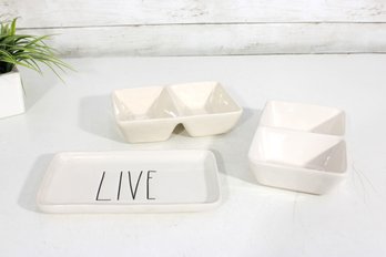 Rae Dunn Serving Dish Set LIVE EAT TASTE Divided Trays Farmhouse