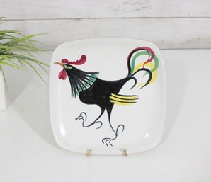 Vintage Mid Century Glidden Pottery Rooster Dish Plate -7'