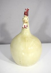 Vintage 13' Ceramic Yellow Rooster Chicken Sculpture  Folk Art Style With Red Comb