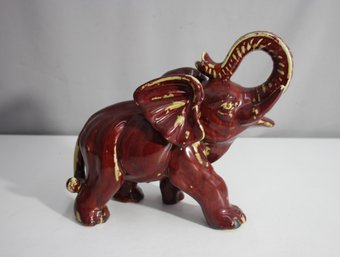 Vintage Elephant Figurine  9.5' Height Signed On Foot