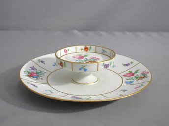 'Limoges Garden' - Vintage Anciennes Fleurs Laxe Vegetable Dip Plate