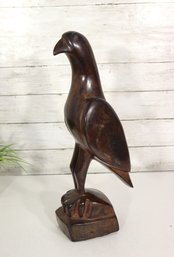 Large Vintage Hand Carved Wooden Bird Sculpture  17.5 Tall