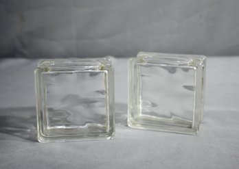 Two Glass Block Vases