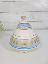 6.5'  Mid Century Sascha Brastoff Ceramic Igloo Ashtray Hand Painted And Signed