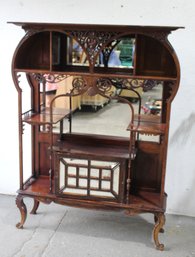 Art Nouveau Style Mirror-Back Curio Cabinet'