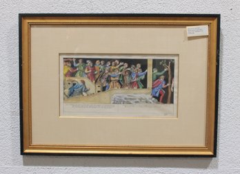 1793 Hand-Colored Copperplate Engraving Of Trajans Column  Classical Roman Scene  Framed  18.5' X 26'