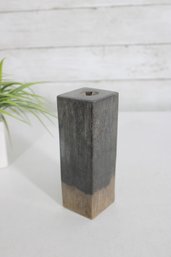 Modern Rustic Wood Candle Holder Block  Two-Tone Gray & Natural  6' Tall