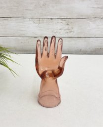 Amber Glass Hand Sculpture  Jewelry / Ring Holder Display  8' H