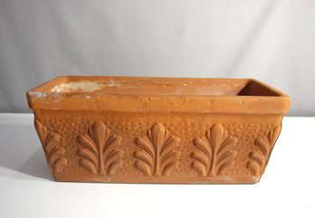 'Traditional Italian Terra Cotta Planter With Decorative Foliage Motifs'