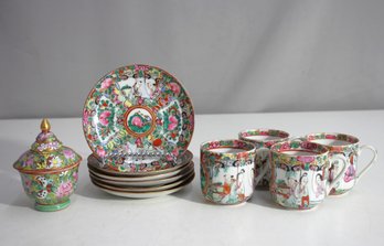 Vintage Hand-Painted Rose Medallion China Tea Set  Partial Collection