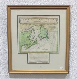 1737 Hand-Colored Engraved Map Of Colonial America  J. B. Homann After Herman Moll  Grosser Atlas  Framed