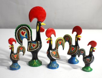 Collection Of  Portuguese Aluminum Decorative Figurine Rooster Decor