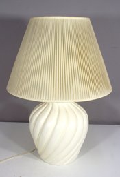 Vintage 27 White Swirl Ceramic Table Lamp With Pleated Shade