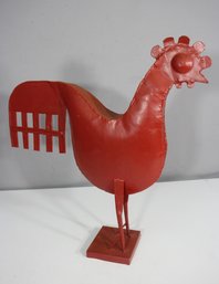 Rustic 21.5 X 21 Handcrafted Metal Rooster Sculpture  Folk Art Farmhouse Decor