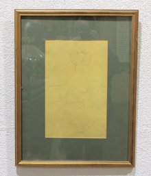 Original Figurative Pencil Drawing  Seated Female Figure  Framed  26' X 19.5'