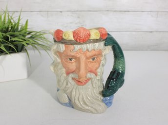 Royal Doulton Neptune Character Mug  Hand-Painted Figural Toby Jug, 7' Tall
