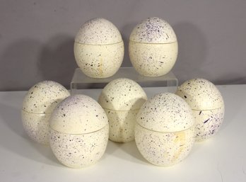 Set Of 7 Ceramic Speckled Egg Boxes  Signed .For Caviar Direct  5.5'H Easter Decor-(1 Of 2)
