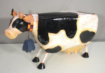 Large Whimsical 14 X 24.5 Handcrafted Metal Cow Sculpture  Farmhouse Folk Art
