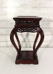 Vintage Asian Style Carved Wooden Display Pedestal Stand  17H X 11W