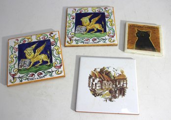 'Set Of Decorative Ceramic Tiles - Vintage And Artistic Designs'
