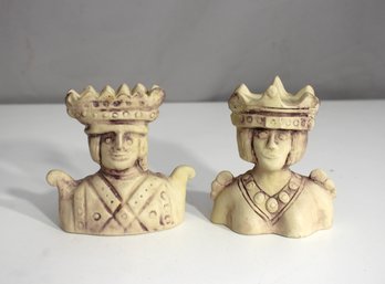 Vintage King & Queen Ceramic Salt & Pepper Shakers  4.5'Figural Royal Couple  Ren Faire / SCA Style