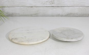 White Marble Tray & Mini Lazy Susan Set  8' Round Tray  6' Rotating Stand