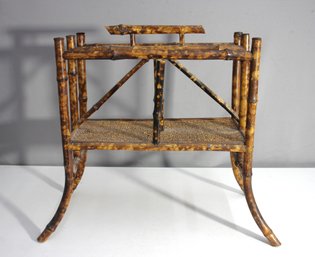 'Antique Bamboo And Wicker Magazine Rack Rustic Charm'