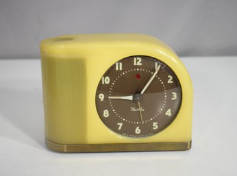 Vintage Westclox Electric Alarm Clock  Mid-Century Yellow Case  Untested