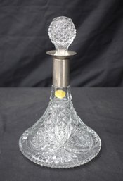 Vintage Leonard Italy Genuine Crystal Silver Plate Decanter Glass
