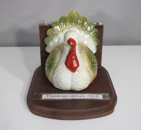 Ceramic Turkey Menorah  Thanksgivukkah 2013 Limited Edition  7.5 Tall Folk Art Mash-Up