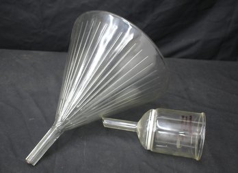 Two Vintage  Apothecary  GLASS FUNNEL