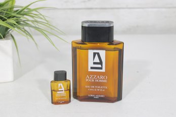 Lot Of 2 Azzaro Pour Homme Eau De Toilette  Large Bottle  Mini  Mens Fragrance