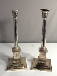 Pair Of Silver-Plated Candlesticks